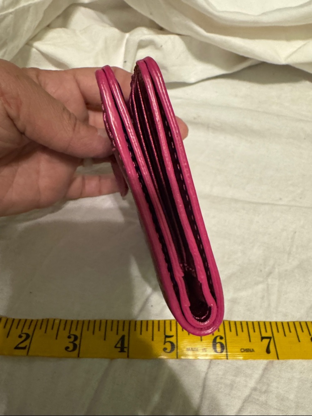 Coach Metallic Fuchsia Leather Zip Card Case - Picture 6 of 7